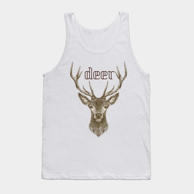 Deer Drawing Style Tank Top by JeffDesign